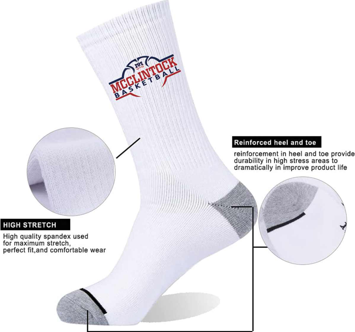 McClintock Chargers Basketball Crew Socks