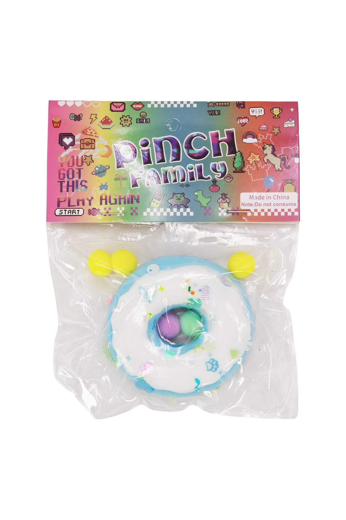 Pastel Donut Glitter Sticky Mochi Squishy Bag