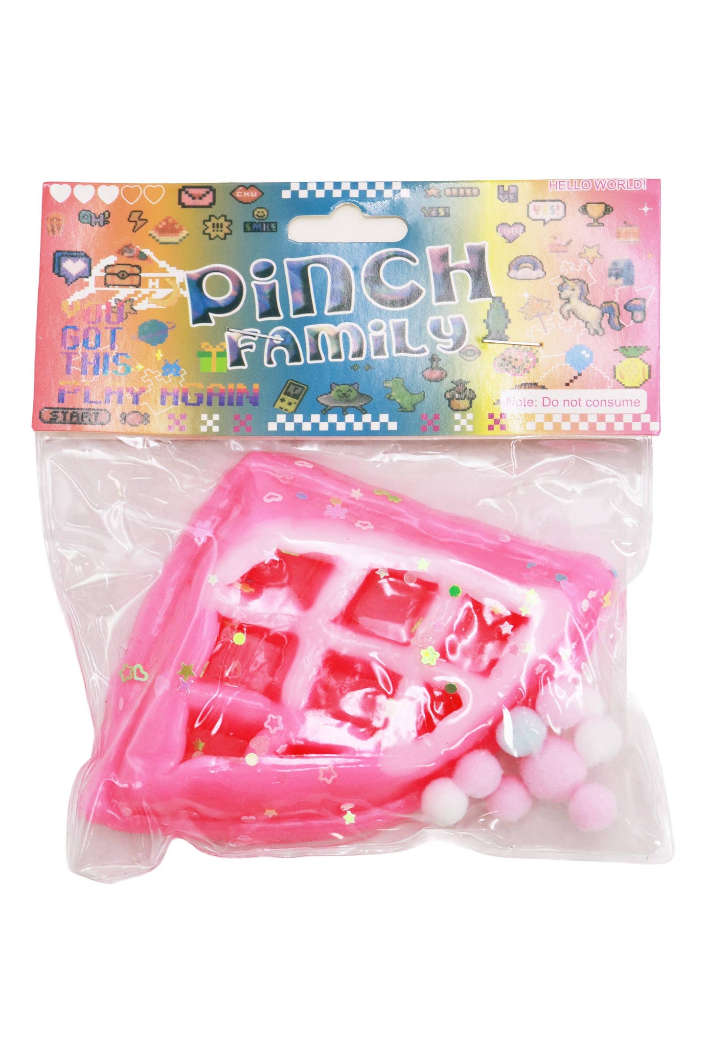 Waffle Glitter Sticky Mochi Squishy Bag