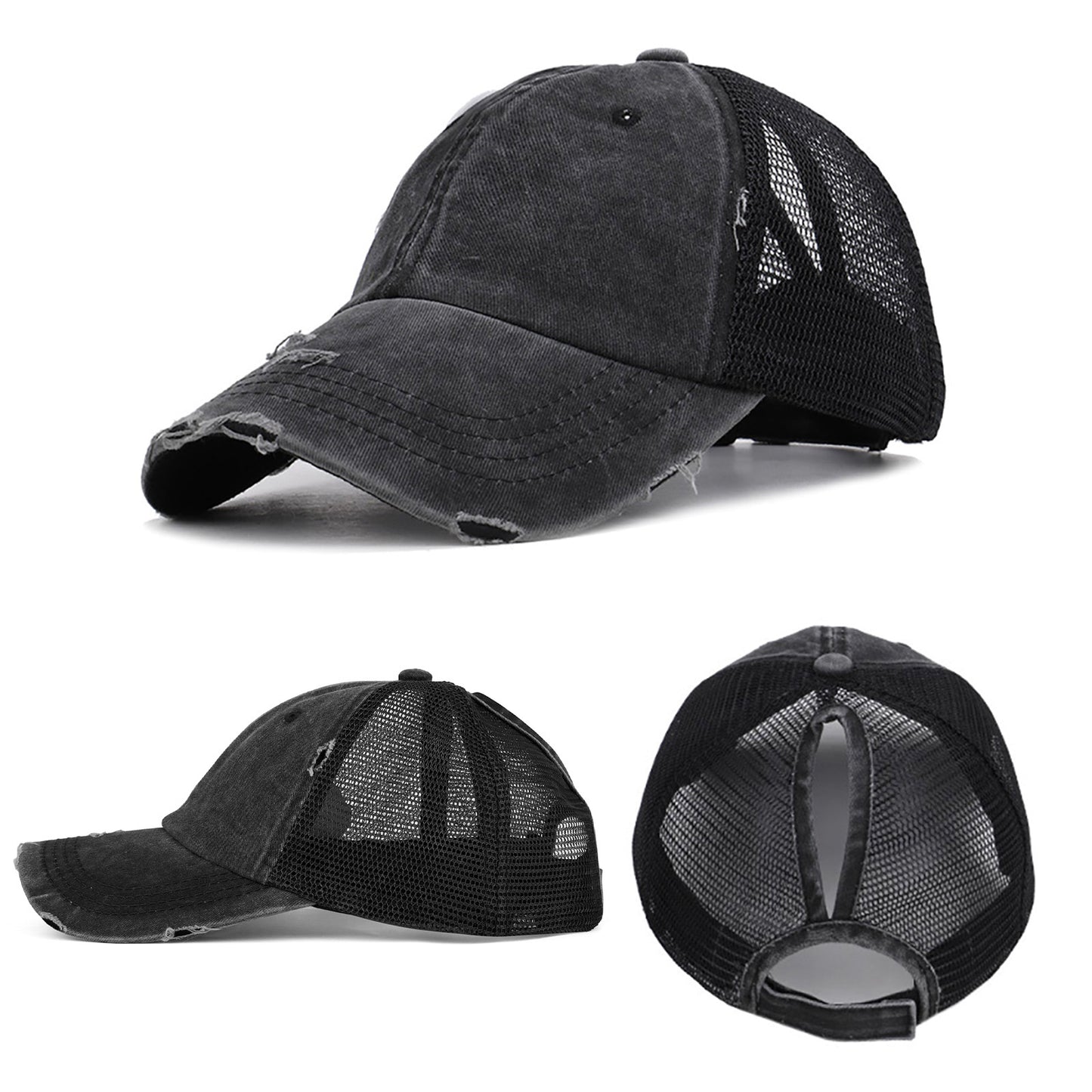 Chandler Mama Bear Distressed Ponytail Hat- Embroidered