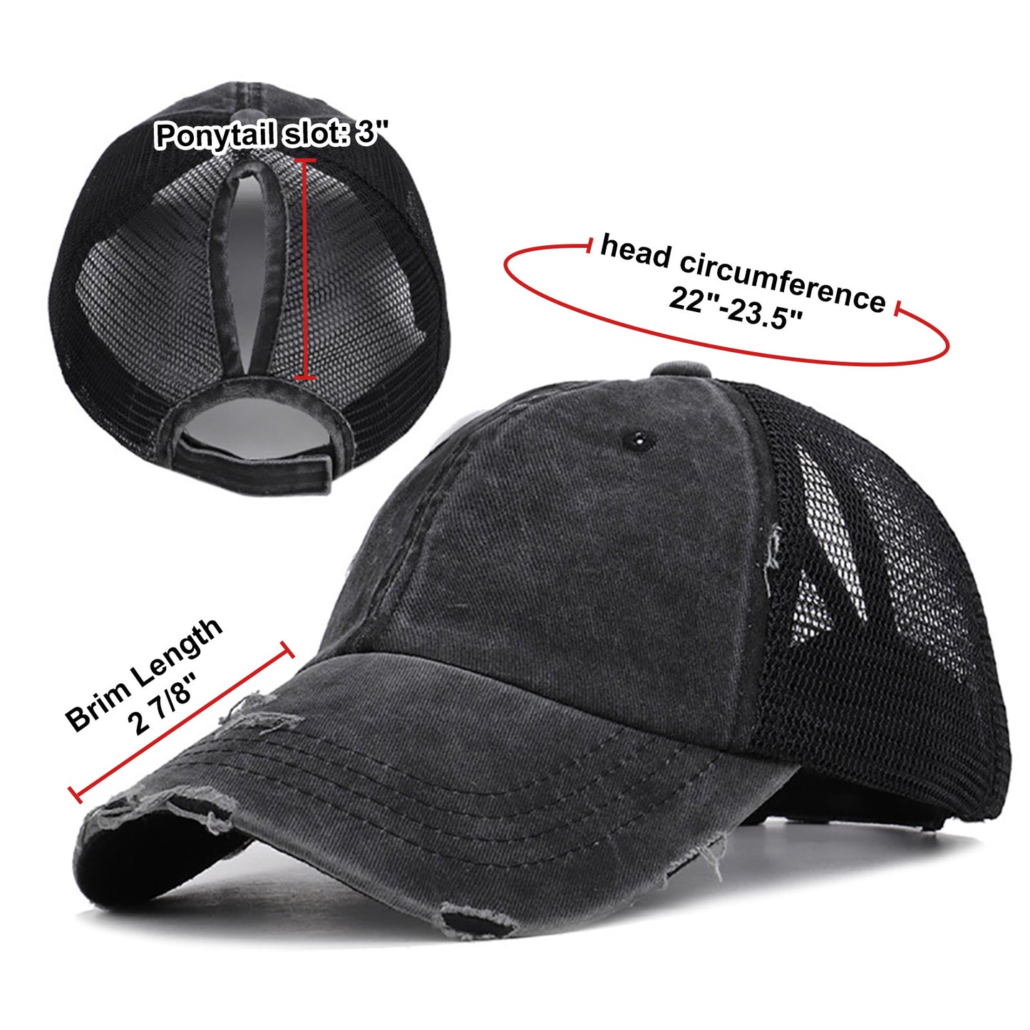Chandler Mama Bear Distressed Ponytail Hat- Embroidered