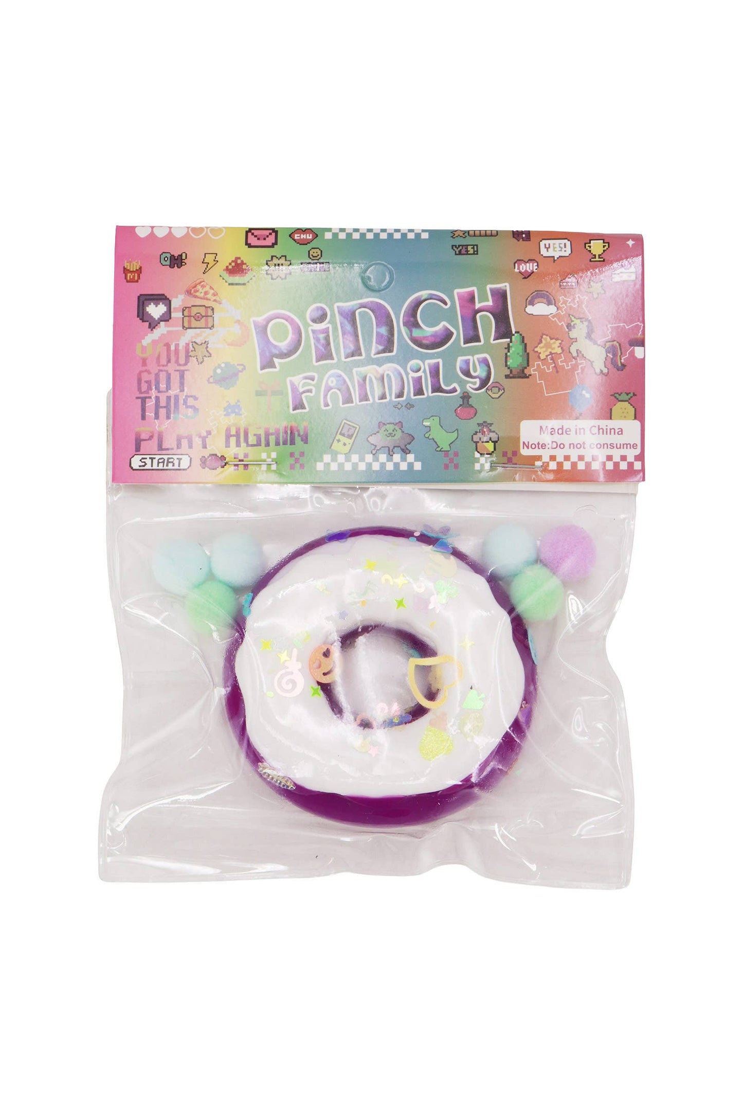 Pastel Donut Glitter Sticky Mochi Squishy Bag