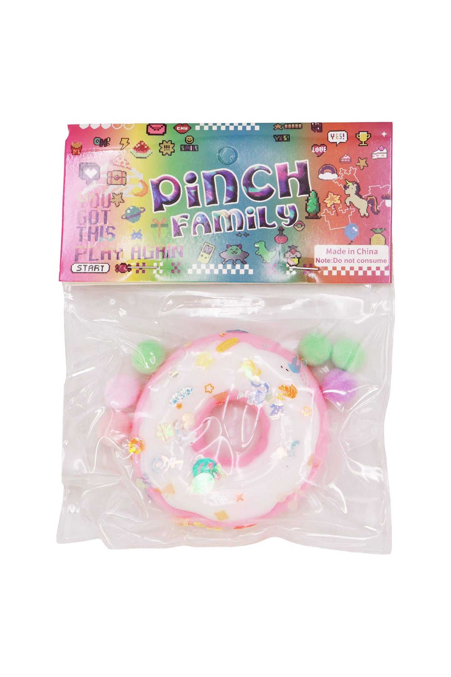 Pastel Donut Glitter Sticky Mochi Squishy Bag
