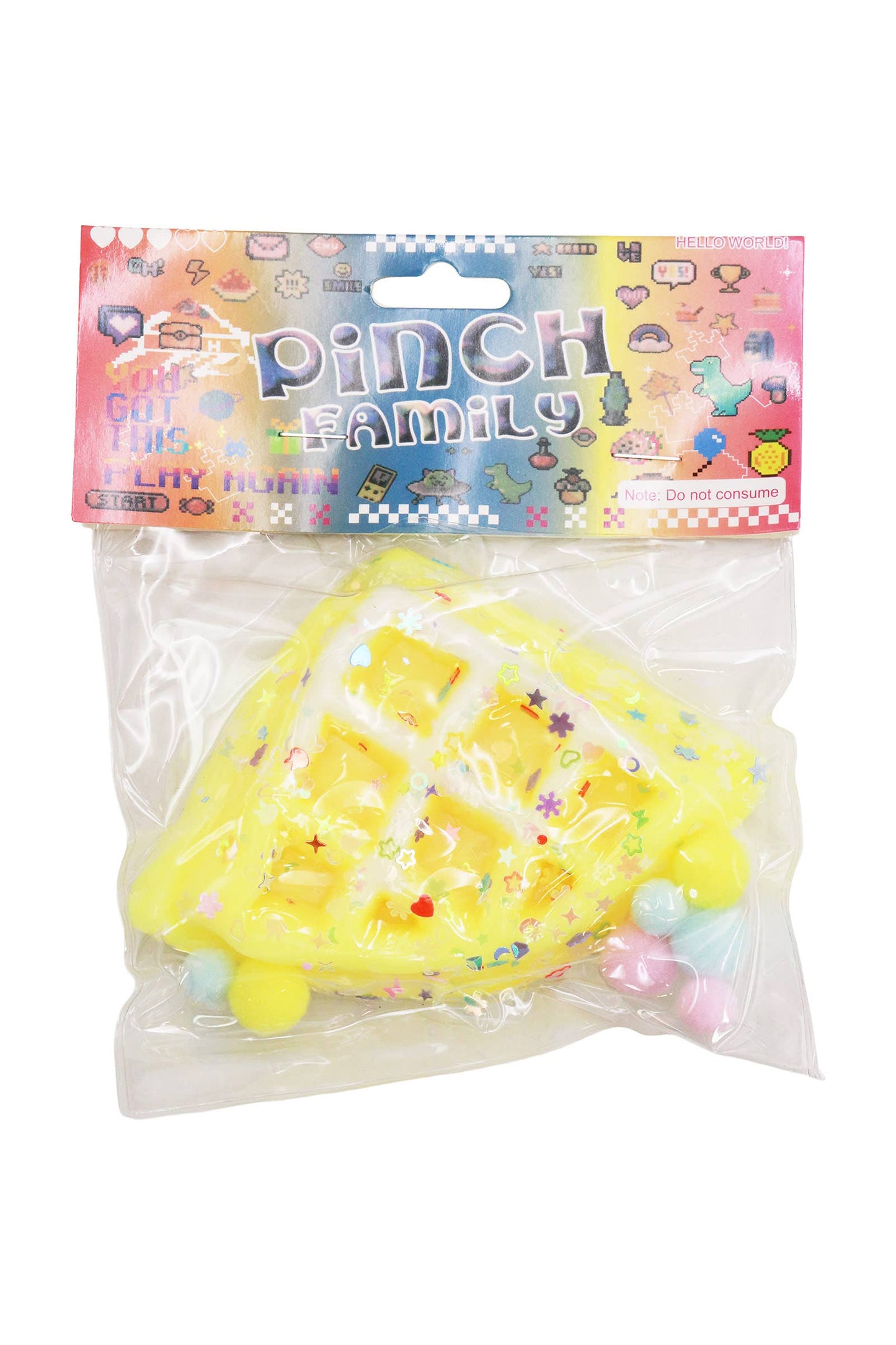 Waffle Glitter Sticky Mochi Squishy Bag
