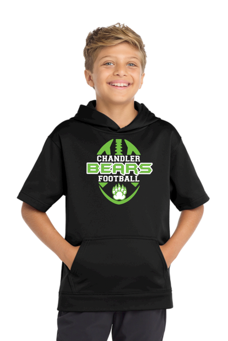 Chandler Bears Football Sport-Tek® Youth Sport-Wick® Fleece Short Sleeve Hooded Pullover