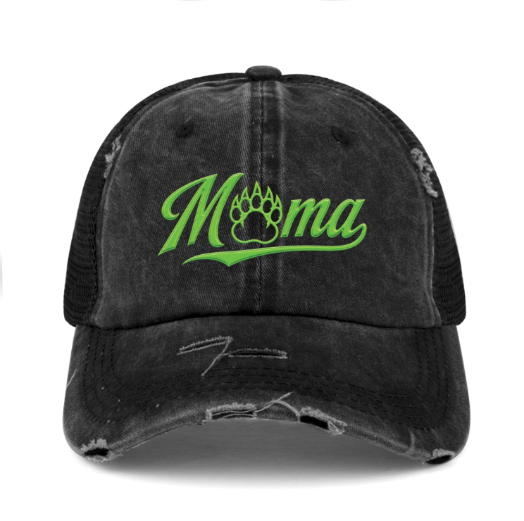 Chandler Mama Bear Distressed Ponytail Hat- Embroidered