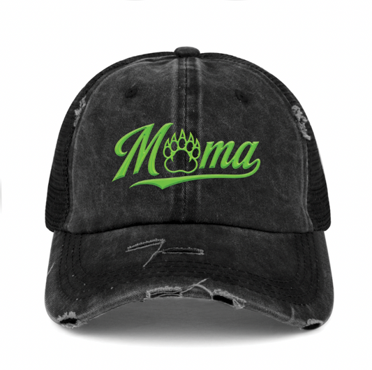 Chandler Mama Bear Distressed Ponytail Hat- Embroidered