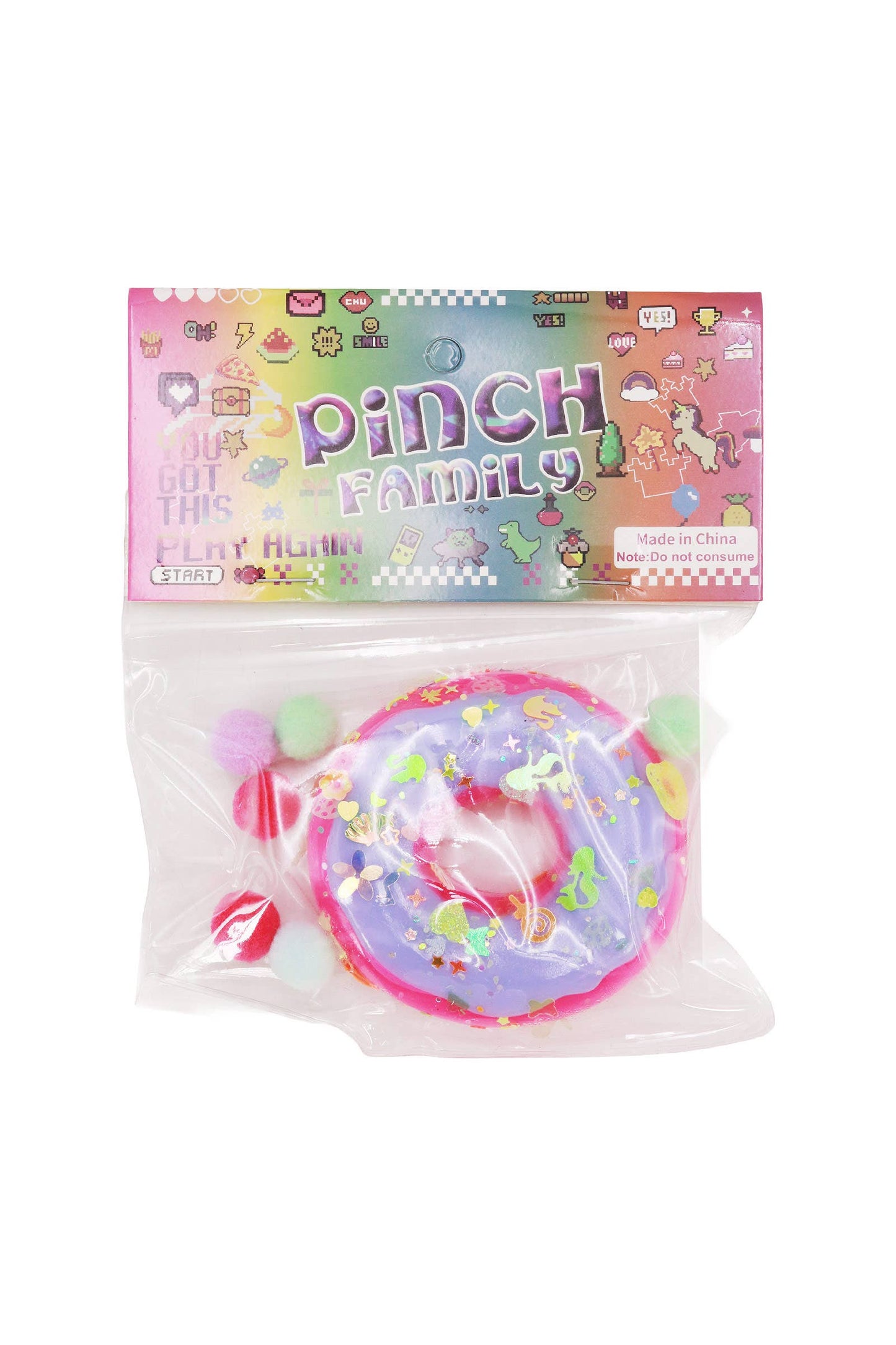 Pastel Donut Glitter Sticky Mochi Squishy Bag