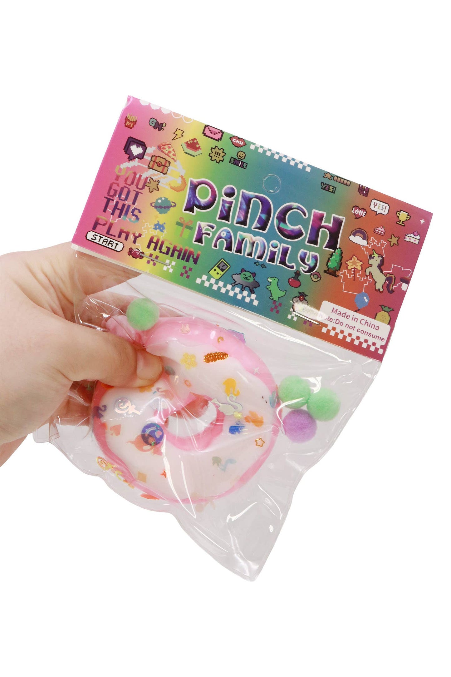 Pastel Donut Glitter Sticky Mochi Squishy Bag